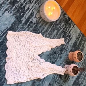 ZARA lace deep v neck white top